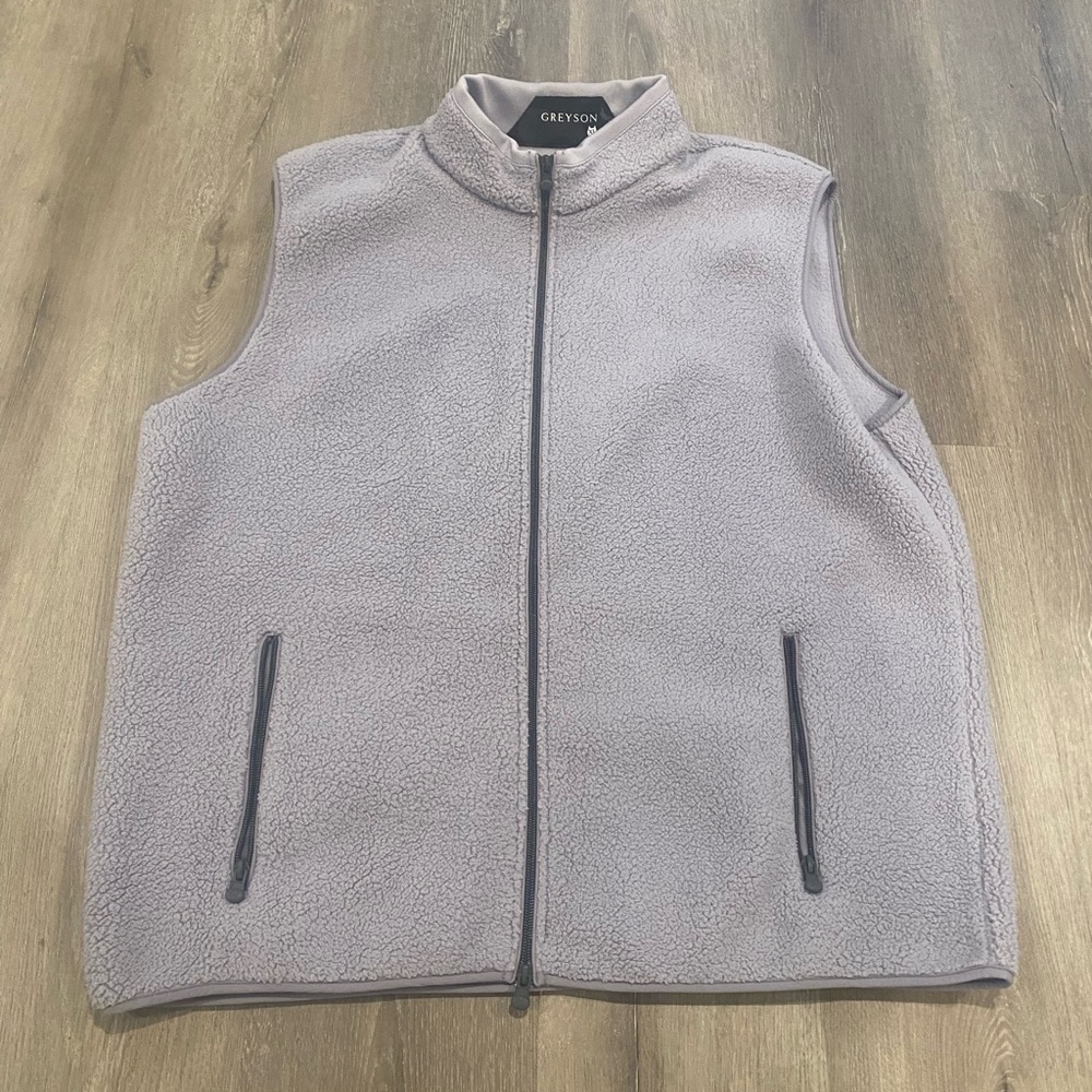 Greyson Gray Fleece Vest with Standing Collar